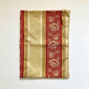Vintage Tapestry Red and Gold Floral Brocade Pouch Bag 12" x 9" made in Italy